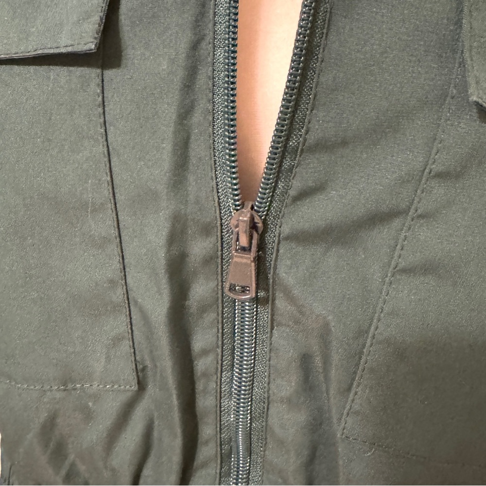 The Copper Closet Striped Sleeve Zip Wind Breaker Emerald Green Jacket Sz Small - Picture 6 of 9